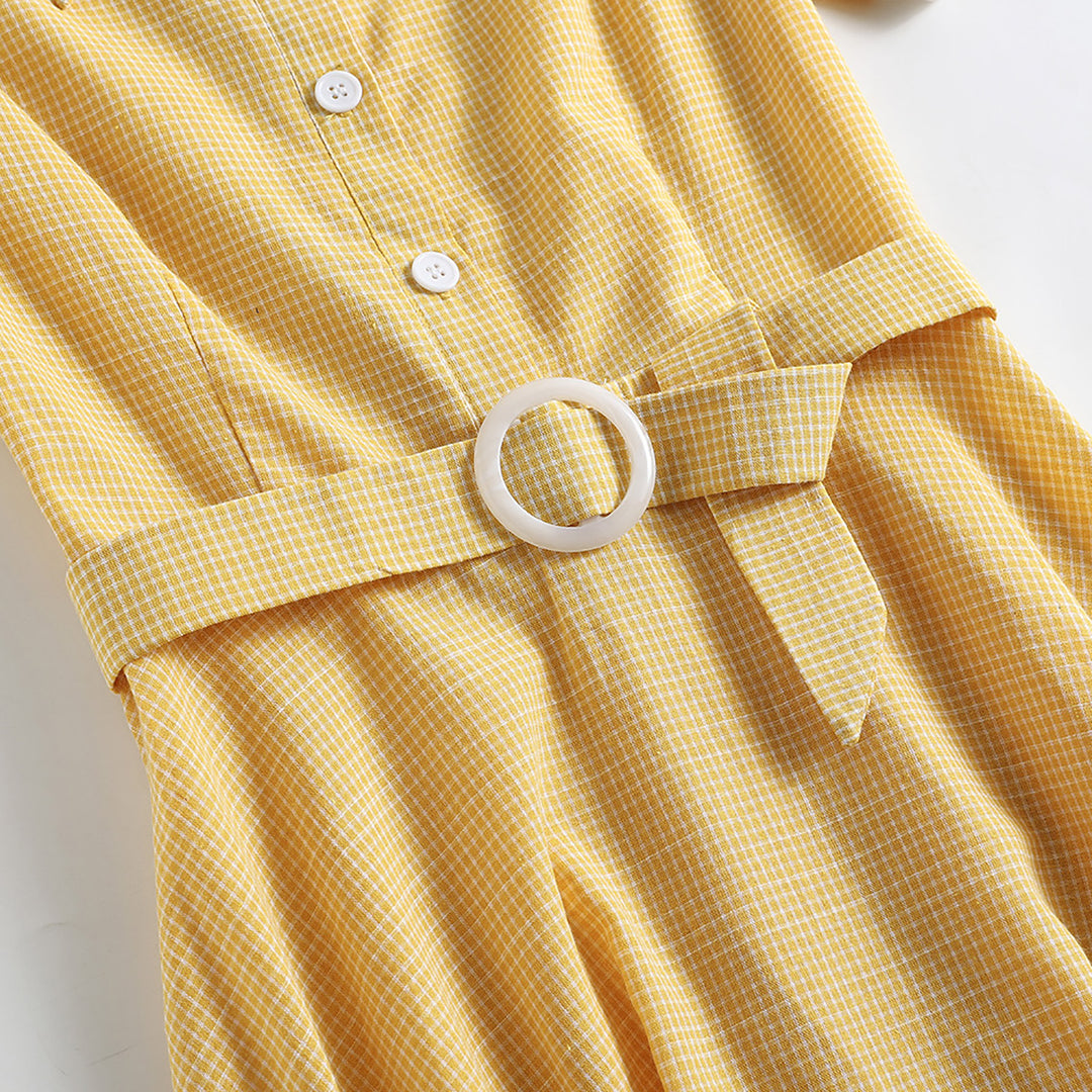 Retro Charm Yellow Midi Dress