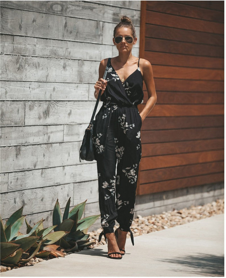 Floral Print Belted Romper