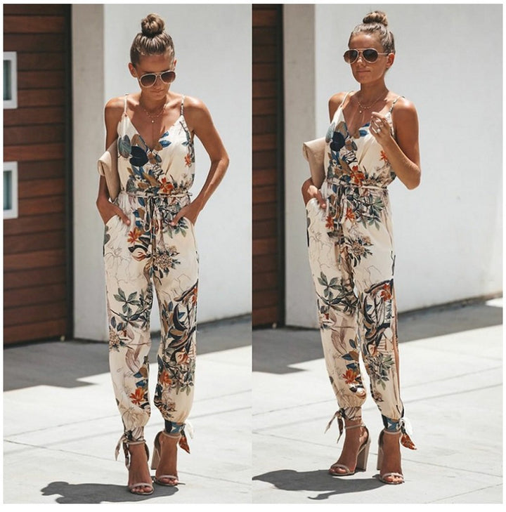 Floral Print Belted Romper