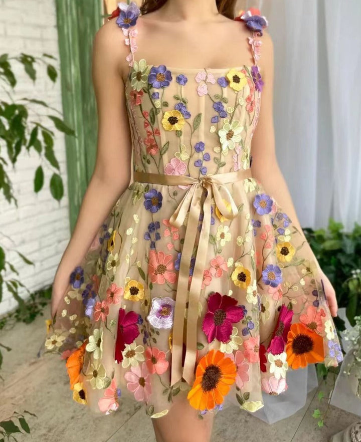 Enchanted Garden Floral Appliqué Dress