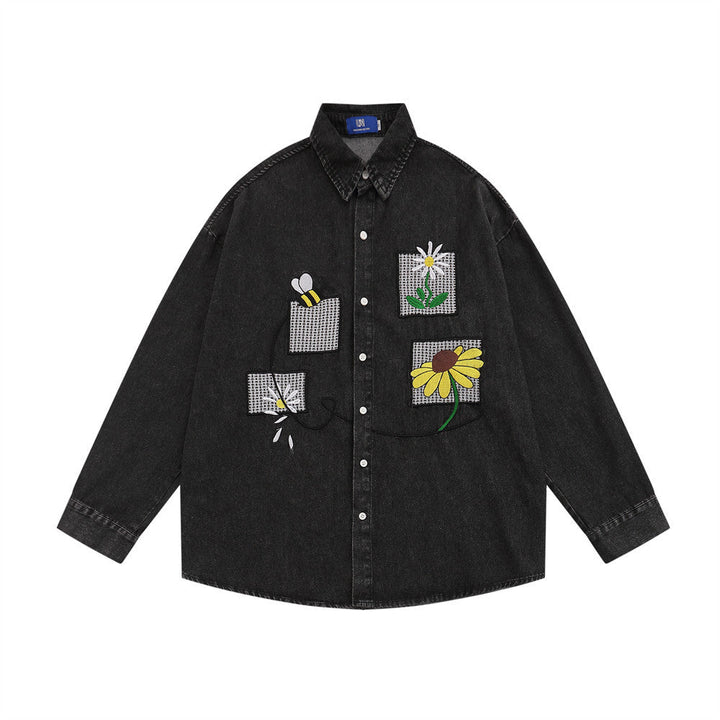 Garden Buzz Embroidered Denim Jacket