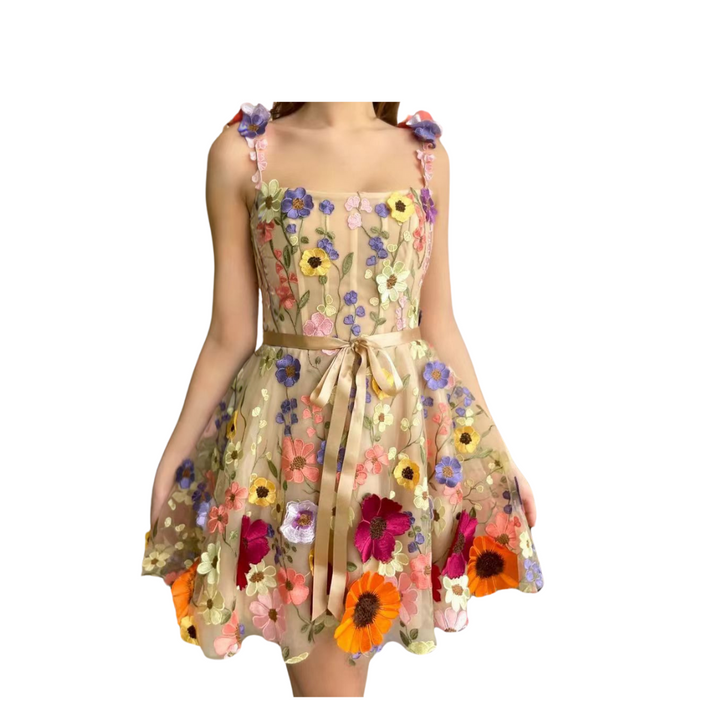 Enchanted Garden Floral Appliqué Dress